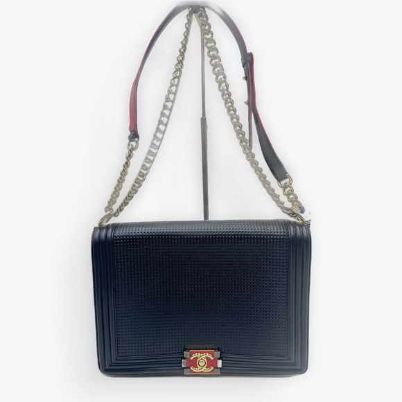 Auth Chanel Navy Blue Limited Edition Boy Flap Large New Cube Shoulder Bag - Picture 12 of 16